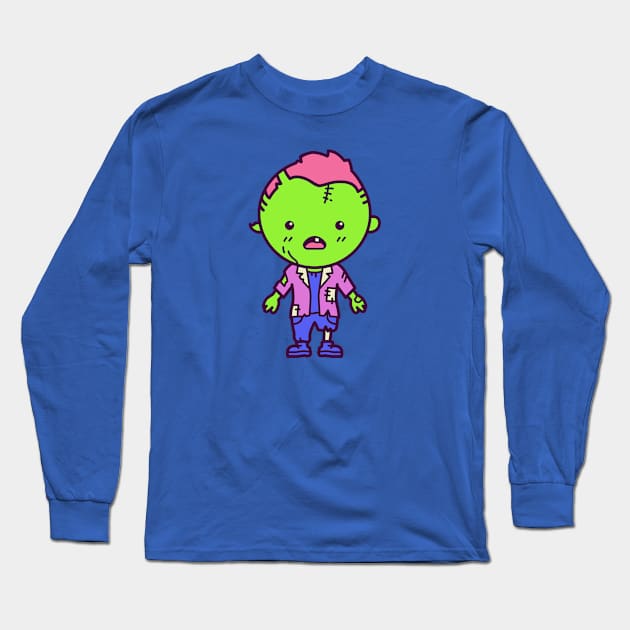 Cute Kawaii Zombie Kid Cartoon Long Sleeve T-Shirt by SLAG_Creative